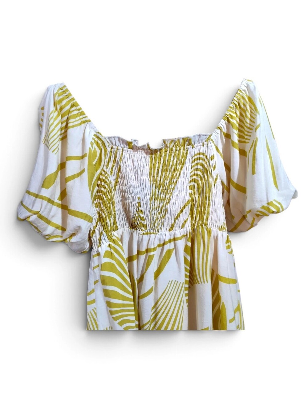 Urban Revivo Abstract Shell Print Mini Smock Dress Puff Sleeve Womens Medium - Picture 4 of 11